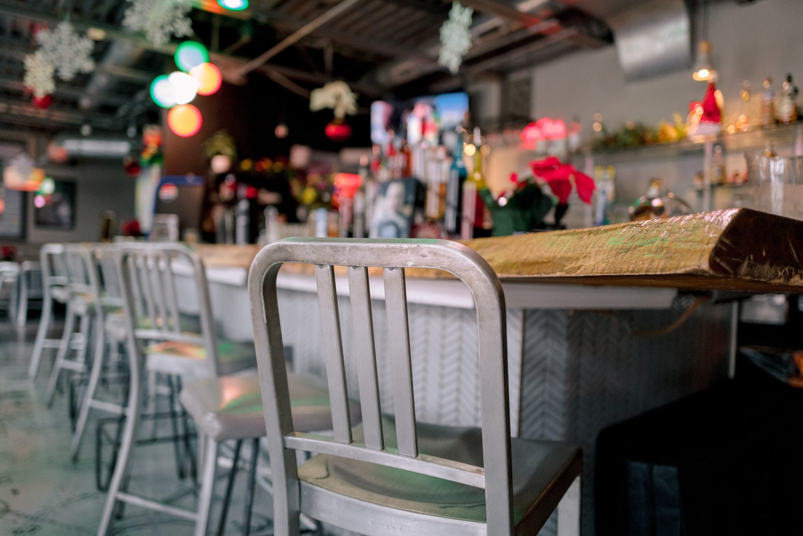 Professional photograph of the 1129 bar seating