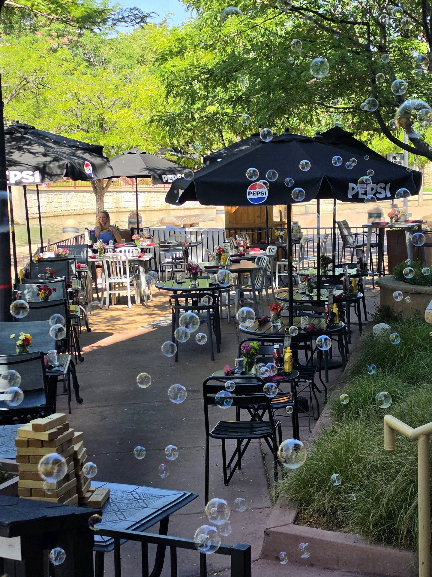 The real 1129 patio beside the Pueblo Riverwalk